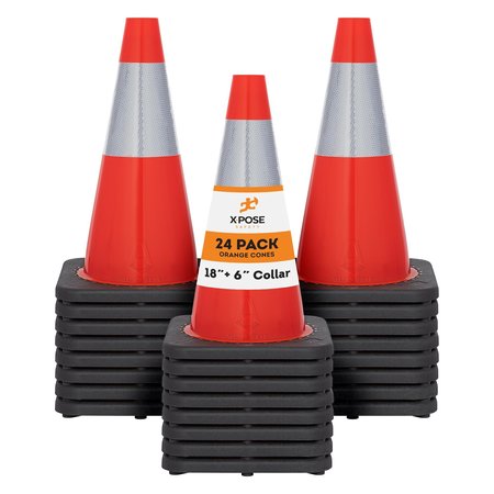 XPOSE SAFETY Traffic Cone, PVC, 18" H, Orange OTC18-6-24-X-S